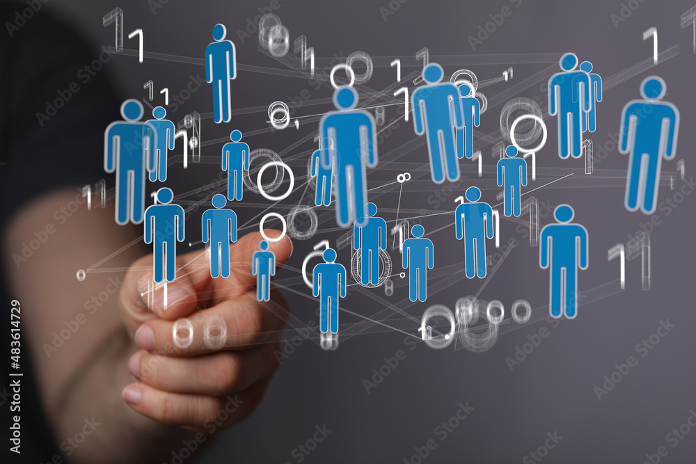 network holding in hand 3d connection data