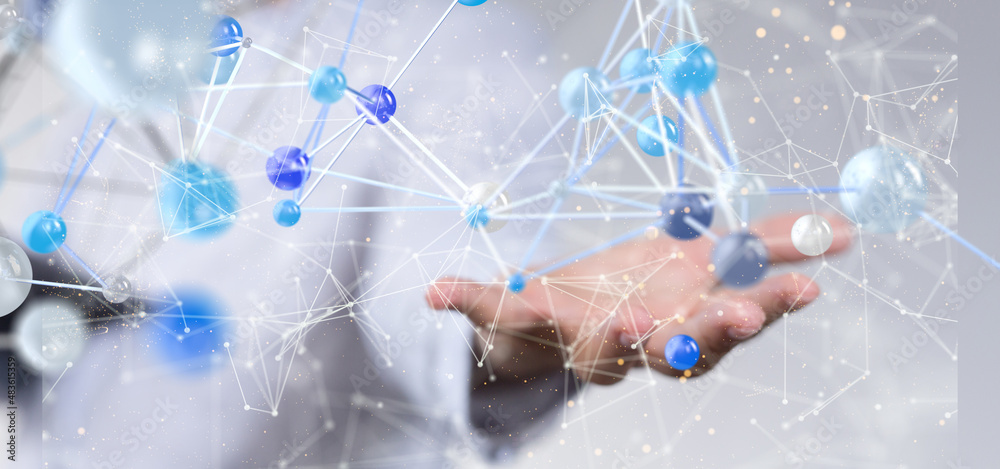 Neural network 3D illustration. Big data and cybersecurity Neural network 3D illustration. Big data and cybersecurity