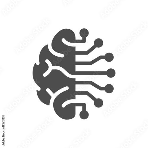 artificial intelligence silhouette vector icons isolated on white. cyber technologies icon set for web, mobile apps, ui design and print