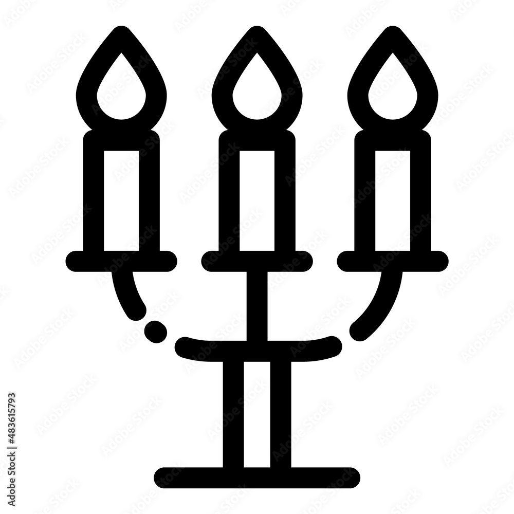 Candlestick And Candles Flat Icon Isolated On White Background