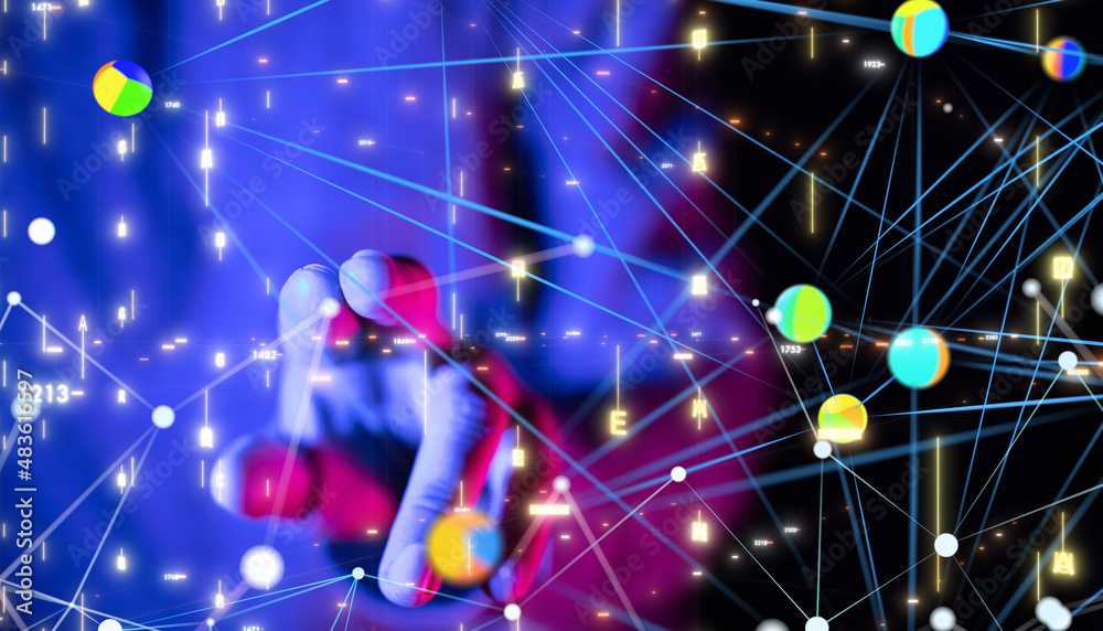 Fototapeta premium Global network. Blockchain. 3D illustration. Neural networks and artificial intelligence. Abstract