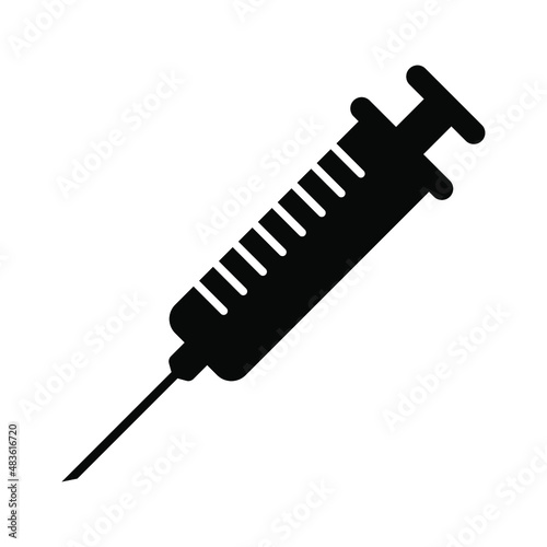 Syringe icon, injection vector icon.