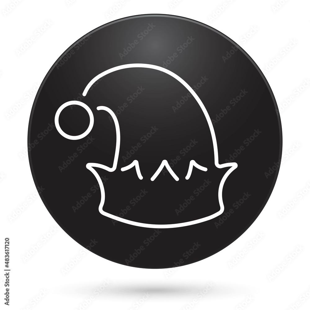 elf hat icon, black circle button, vector illustration. elf hat icon, black circle button, vector illustration.