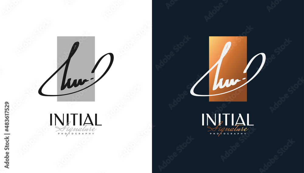 KW Signature Initial Logo Design with Gold Handwriting Style. KW Signature Logo or Symbol for Wedding, Fashion, Jewelry, Boutique, Botanical, Floral and Business Identity