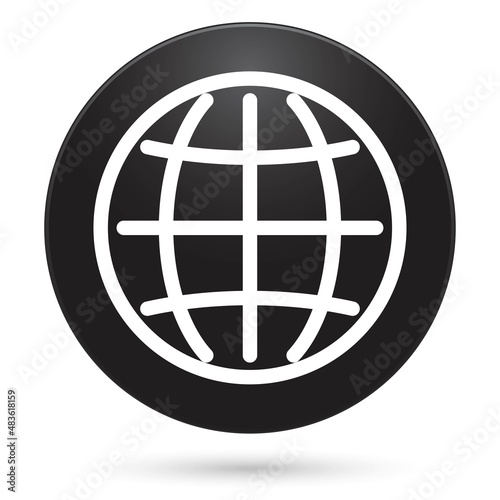 Web icon, black circle button, vector illustration.