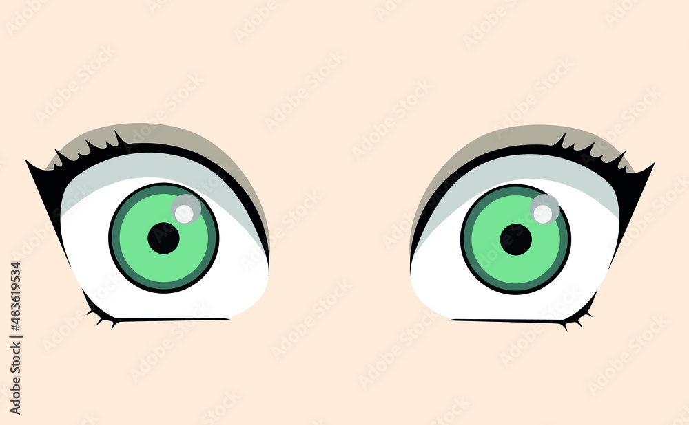 Realistic cute green eyes vector 