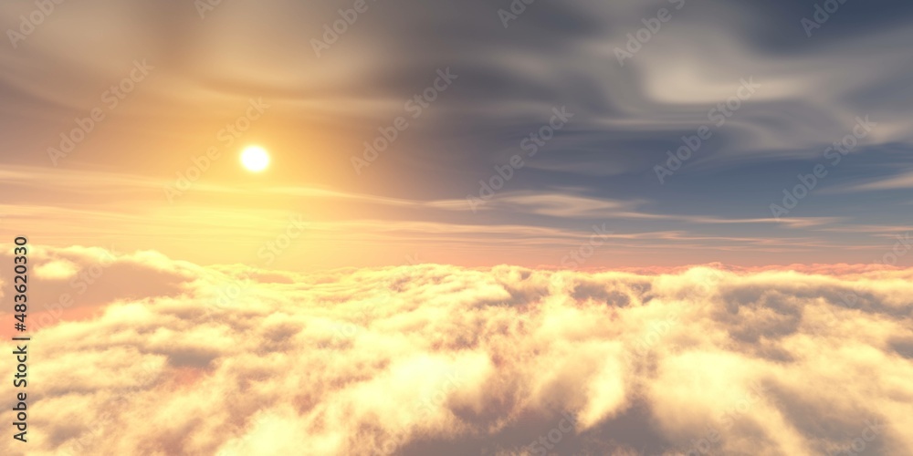 Beautiful clouds at sunset, cloud landscape panorama