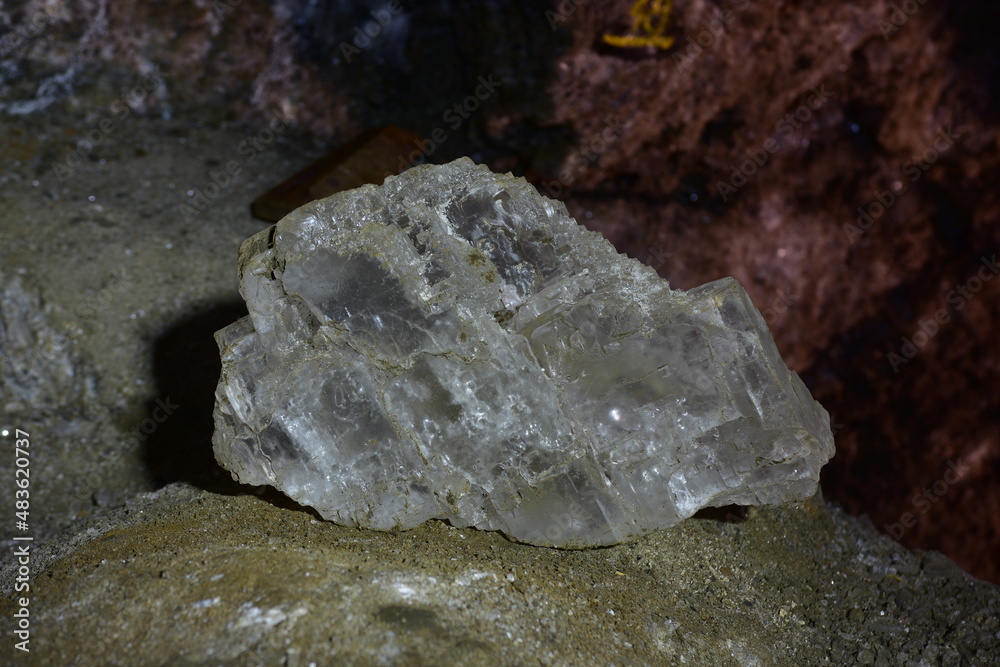 rock salt crystals in the Krysztalowa Cave, a nature reserve, Poland underground