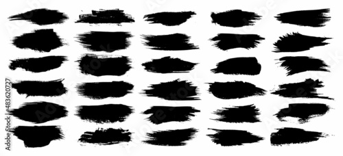 Black set paint, ink brush, brush strokes, brushes, lines, frames, box, grungy, brushes collection