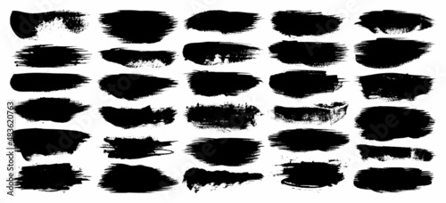 Black set paint, ink brush, brush strokes, brushes, lines, frames, box, grungy, brushes collection