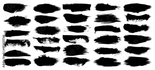 Black set paint, ink brush, brush strokes, brushes, lines, frames, box, grungy, brushes collection