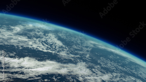 Cinematic realistic planet Earth rotation of Asia India part from space. Sun reflection in the ocean