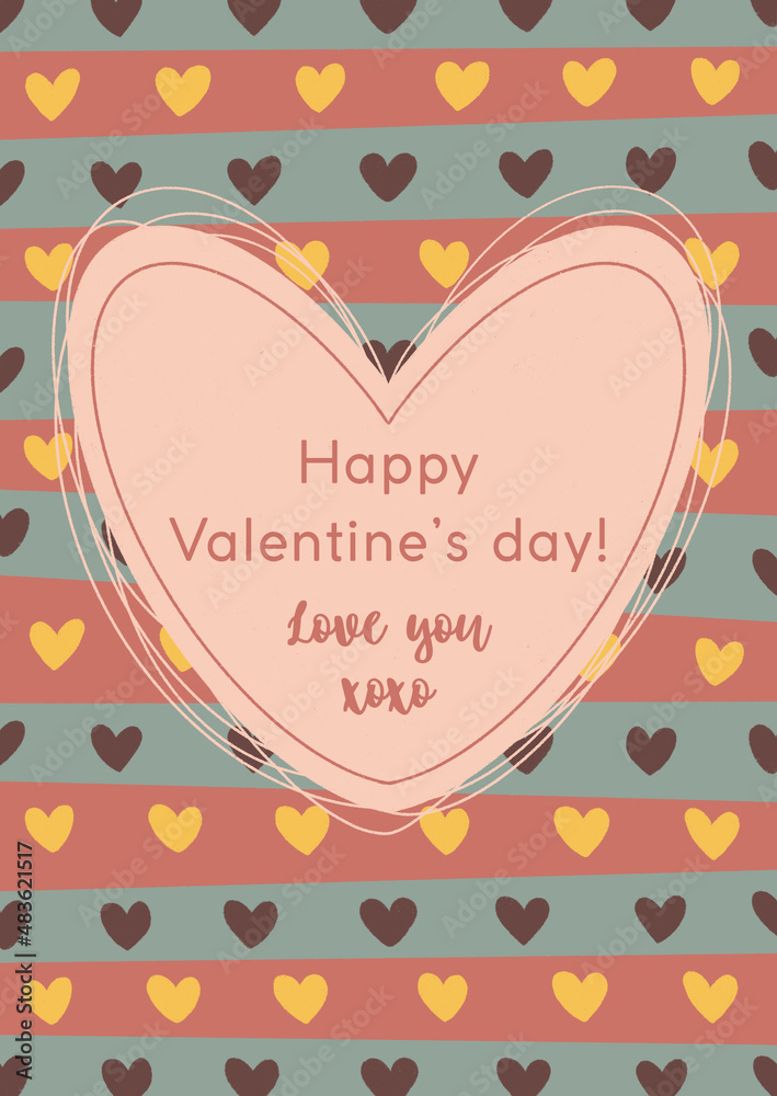 A romantic postcard for Valentine's day, phrases about love, simple cute print illustration A romantic postcard for Valentine's day, phrases about love, simple cute print illustration