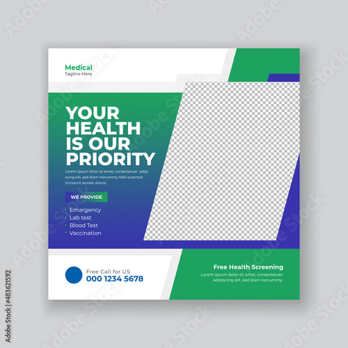 Medical healthcare flyer social media post web promotion banner