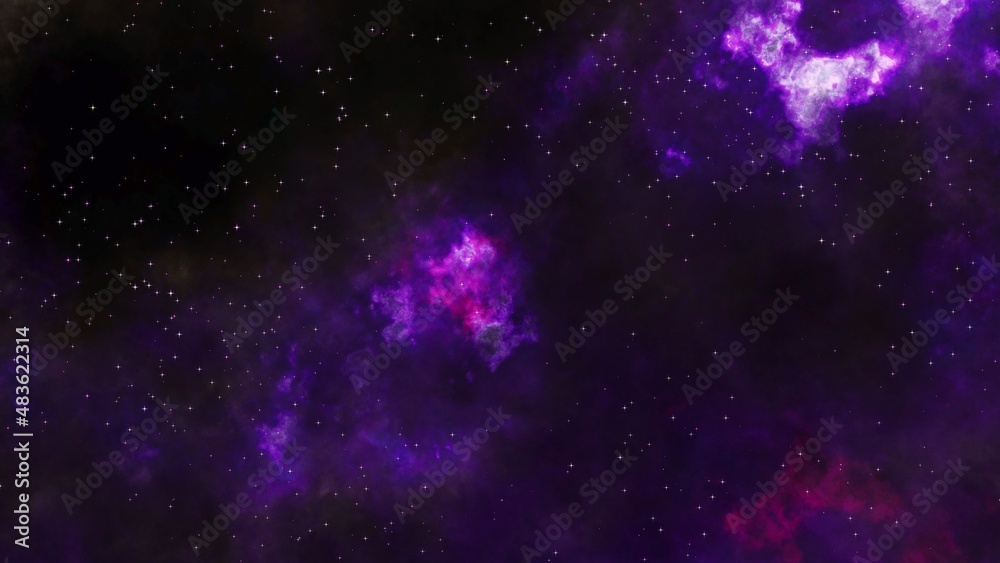 Pink and purple galaxy nebula and stars. 