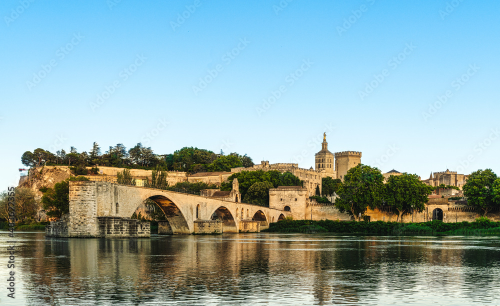 panoramic view of Avignon at the golden hour - view from the fortress and the Popes Palace