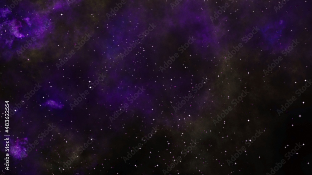 Fototapeta premium Pink and purple galaxy nebula and stars. 