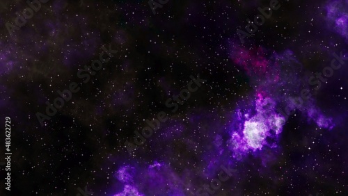 bright purple nebula and the glitter of stars. purple nebula and cosmic dust.