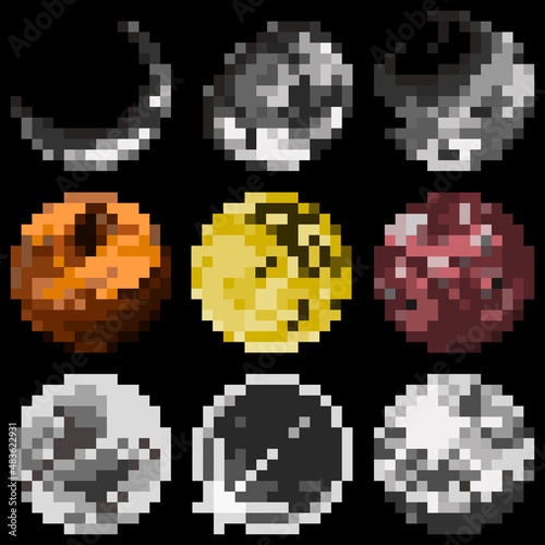 Set of Pixelated Planet Designs