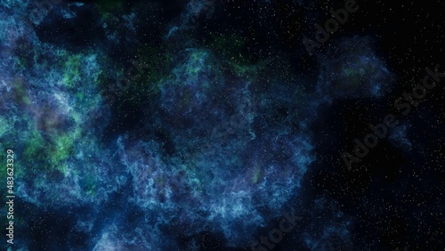 Fototapeta Naklejka Na Ścianę i Meble -  Space scene. Clear neat blue nebula with stars. Star explosion in a galaxy  free space