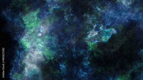 Space scene. Clear neat blue nebula with stars. Star explosion in a galaxy free space