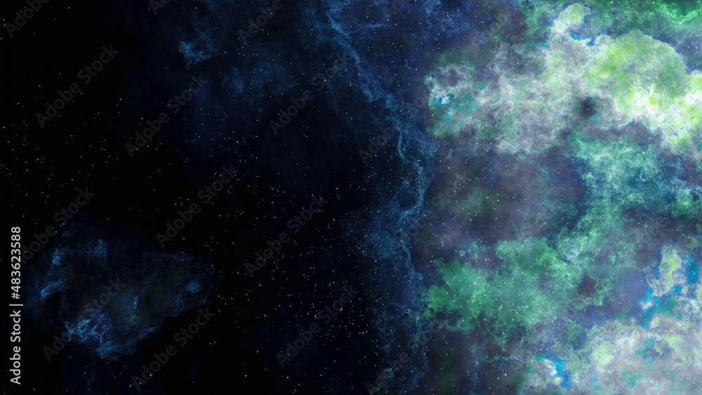 Obraz premium Space scene. Clear neat blue nebula with stars. Star explosion in a galaxy free space