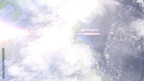 Zoom in from space and focus on Philippines, Muntinlupa. 3D Animation. Background for travel intro. Elements of this image furnished by NASA photo