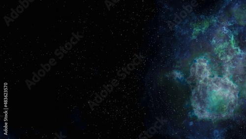 Fototapeta Naklejka Na Ścianę i Meble -  Space scene. Clear neat blue nebula with stars. Star explosion in a galaxy  free space