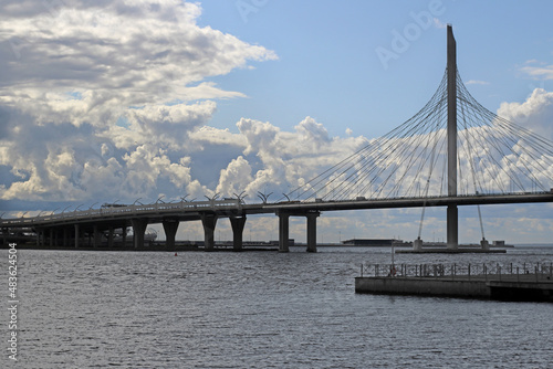 cable-stayed bridge across the Gulf of Finland in St. Petersburg