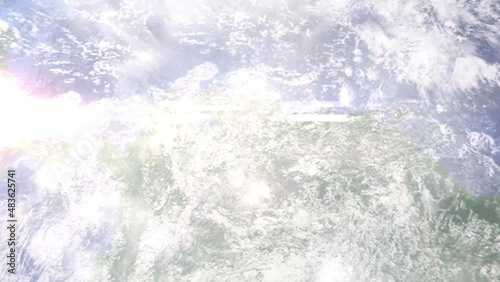 Zoom in from space and focus on Venezuela, Guanare. 3D Animation. Background for travel intro. Elements of this image furnished by NASA photo