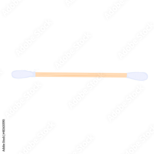 Cotton swabs vector stock illustration. Hygiene of the auricle. Isolated on a white background.