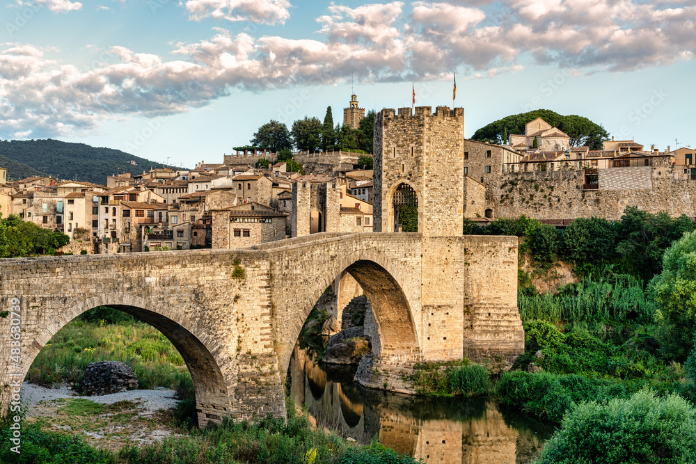 medieval bridge in the village of Besalu in Girona, Catalonia, Spain
