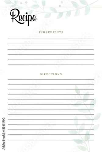 Recipe card template, cocktail recipe card, holiday recipe card, recipe card blank, photo greeting card template