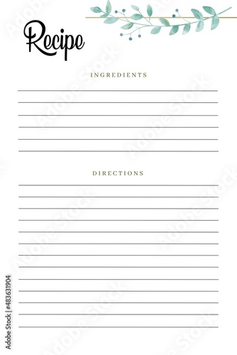 Recipe card template, cocktail recipe card, holiday recipe card, recipe card blank, photo greeting card template