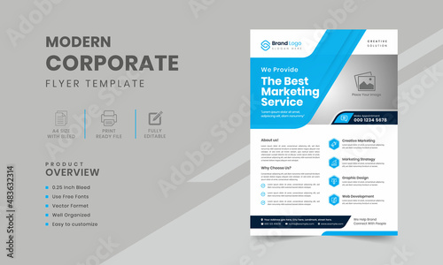 Flyer brochure booklet cover design template | Corporate blue layout background | Corporate flyer design pamphlet in A4 size