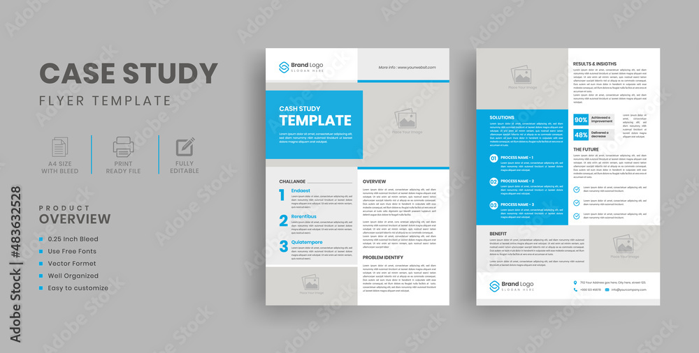 Corporate Business Case Study Template | Case Study Cover | Case Study Layout With Blue Background