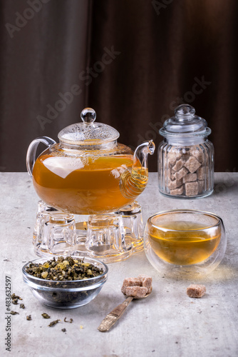 Chinese green oolong tea with fruit additives