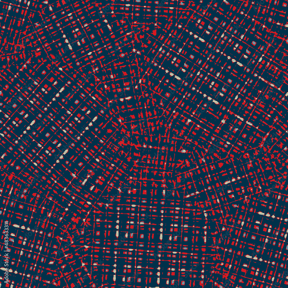 Fototapeta premium Classic marine blue red yellow seamless texture. Modern retro swim wear fashion allover print. Memphis style masculine grunge abstract background. High quality jpg swatch.