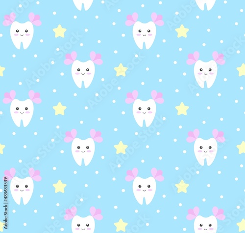 Pattern of dental services, health care background for dentistry clinic, for fabric, packaging, textiles. 