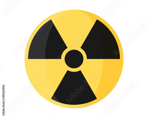 Round yellow symbol of radioactive contamination, nuclear danger and weapon.