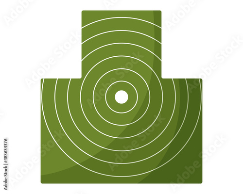 Green gun shooting targets or aiming target in front view. Goal achieve concept