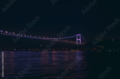 bosphorus istanbul night lights bridge castle
