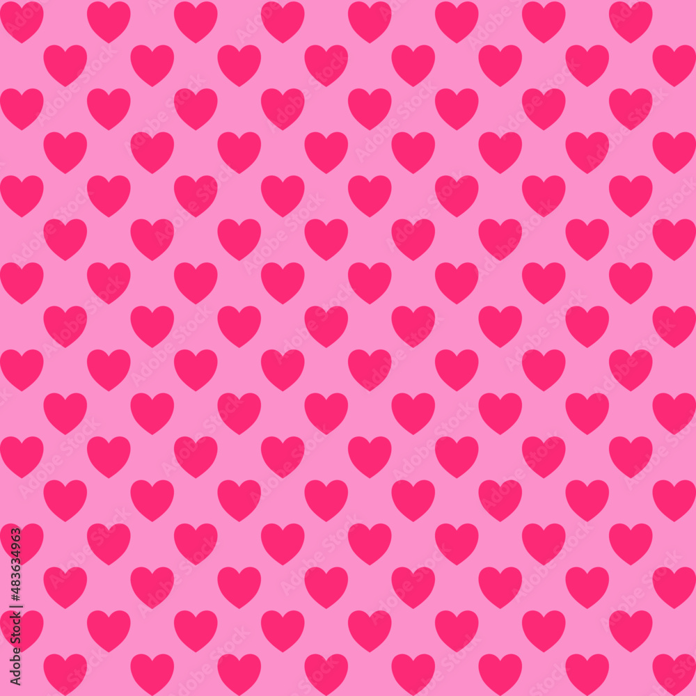 Several pink hearts arranged on a light pink background.