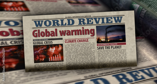 Wallpaper Mural Global warming climate change environment crisis retro newspaper illustration Torontodigital.ca