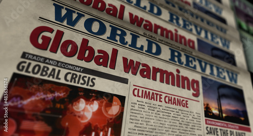 Global warming climate change environment crisis retro newspaper illustration © Skórzewiak
