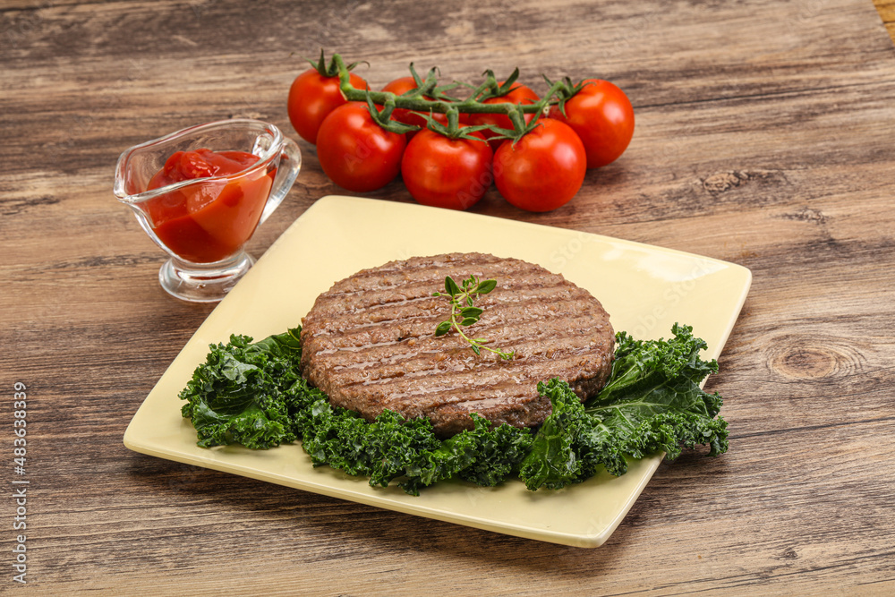 Grilled beef cutlet for burger Grilled beef cutlet for burger