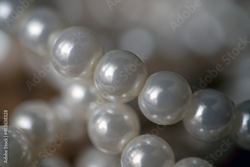 pearl necklace detail close-up macro round pearls.