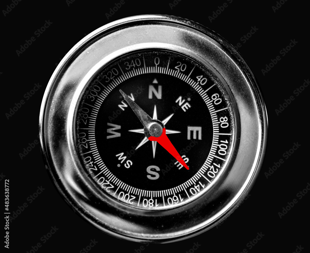 silver compass isolated on black background silver compass isolated on black background