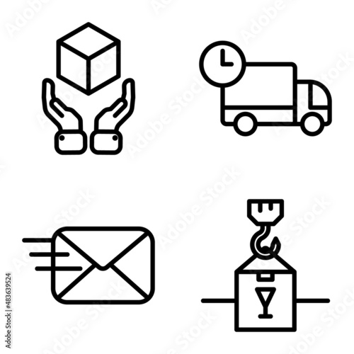 Delivery Flat Icon Set Isolated On White Background