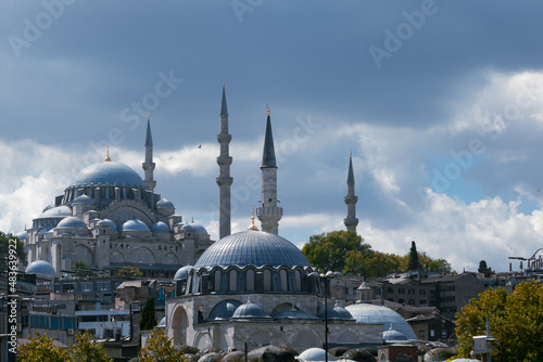 Mosque background photo. Suleymaniye and Rustem Pasa Mosques in Istanbul